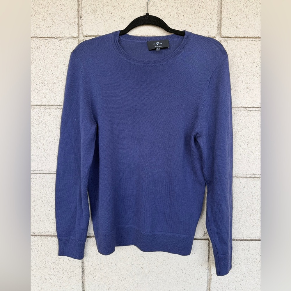 7 For All Mankind 100% Italian Merino Wool Crew Neck Sweater Men's Small